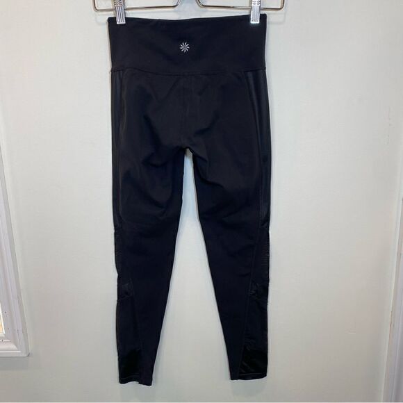 Athleta black moto legging with faux leather detail size xs petite - Picture 4 of 7